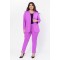 Suit blazer crepe and elastic crepe pants with slit  tight fit violet