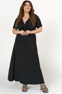 Kleid Maxi  elastische Viskose mit Knoten schwarz