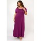 Dress viscose off shoulder with sleeves violet