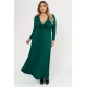 Dress maxi viscose long sleeves with knot cypress green