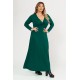 Dress maxi viscose long sleeves with knot cypress green