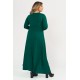 Dress maxi viscose long sleeves with knot cypress green