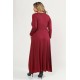 Kleid Maxi VIskose lange Ärmel Zierknoten bordeaux rot 