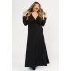 Dress maxi viscose long sleeves with knot black