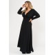 Dress maxi viscose long sleeves with knot black