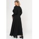 Dress maxi viscose long sleeves with knot black