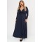 Dress maxi viscose long sleeves with knot blue