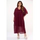 Lace kaftan dress with removable petticoat Cherry red