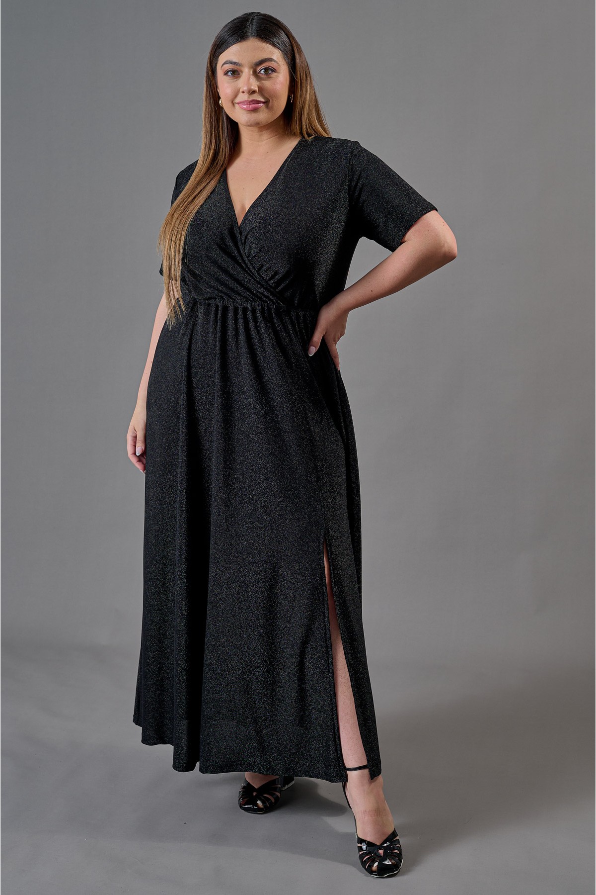 Dress maxi wrap lurex black