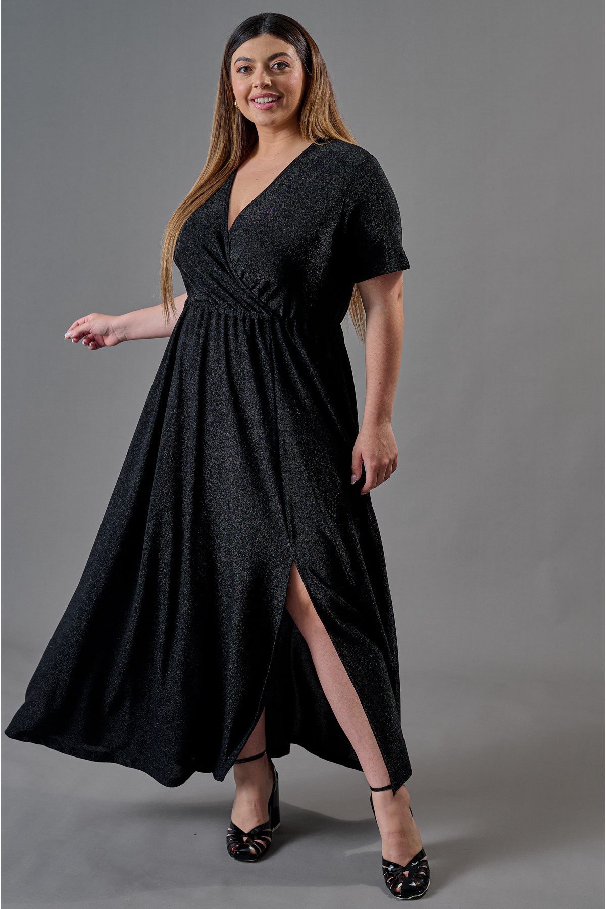 Dress maxi wrap lurex black