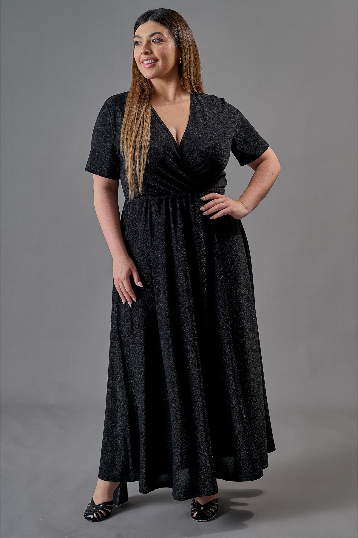 Dress maxi wrap lurex black