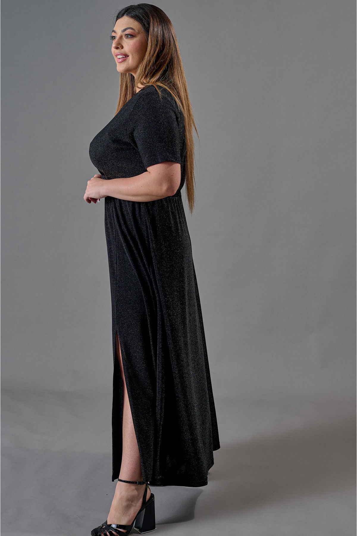 Dress maxi wrap lurex black