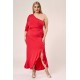 Dress maxi knotted with one shoulder  super jersey Red