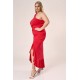 Dress maxi knotted with one shoulder  super jersey Red