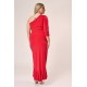 Dress maxi knotted with one shoulder  super jersey Red