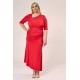 Dress maxi gathered on the front with  a slit  in the front and back super jersey Red