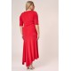 Dress maxi gathered on the front with  a slit  in the front and back super jersey Red