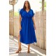 Dress  wrapped wrinkled look with elastic waist  Royal Blue