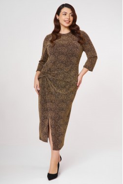 Dress maxi lurex super jersey long sleeves knot Gold