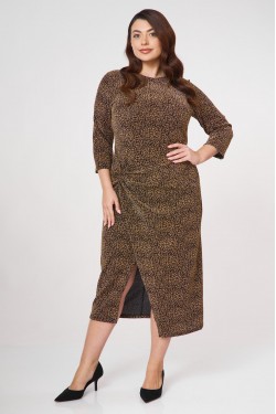 Dress maxi lurex super jersey long sleeves knot Gold