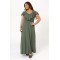 Dress maxi viscose ruffled with criss crossed back khaki