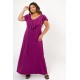 Kleid Maxi Viscose mit Rüschen und uberkreuzten Riemen am Rücken violet