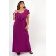 Kleid Maxi Viscose mit Rüschen und uberkreuzten Riemen am Rücken violet