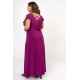 Kleid Maxi Viscose mit Rüschen und uberkreuzten Riemen am Rücken violet