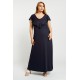 Dress maxi viscose ruffled with criss crossed back blue