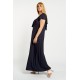 Dress maxi viscose ruffled with criss crossed back blue