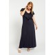 Dress maxi viscose ruffled with criss crossed back blue