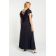 Dress maxi viscose ruffled with criss crossed back blue