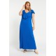 Dress maxi viscose ruffled with criss crossed back royal blue