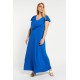 Dress maxi viscose ruffled with criss crossed back royal blue