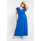 Dress maxi viscose ruffled with criss crossed back royal blue