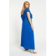 Dress maxi viscose ruffled with criss crossed back royal blue