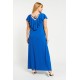 Dress maxi viscose ruffled with criss crossed back royal blue