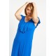 Dress maxi viscose ruffled with criss crossed back royal blue