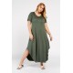 Plus size Kleid Viskose mit kurzem Ärmel und Taschen khaki