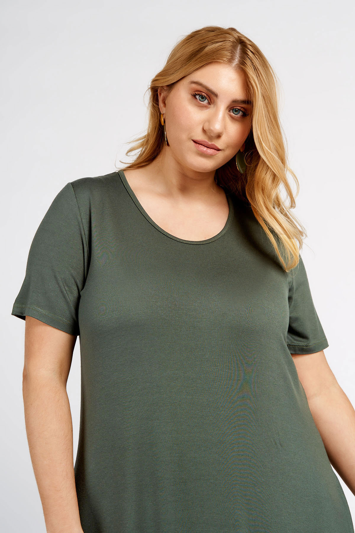 Dress viscose short sleeve with pockets khaki