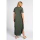 Plus size Kleid Viskose mit kurzem Ärmel und Taschen khaki