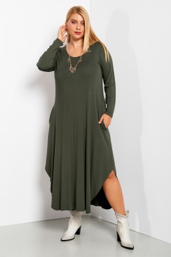 Dress viscose with pockets khaki