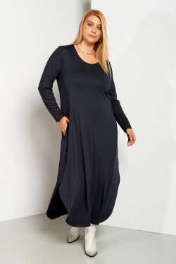 Dress viscose with pockets dark blue