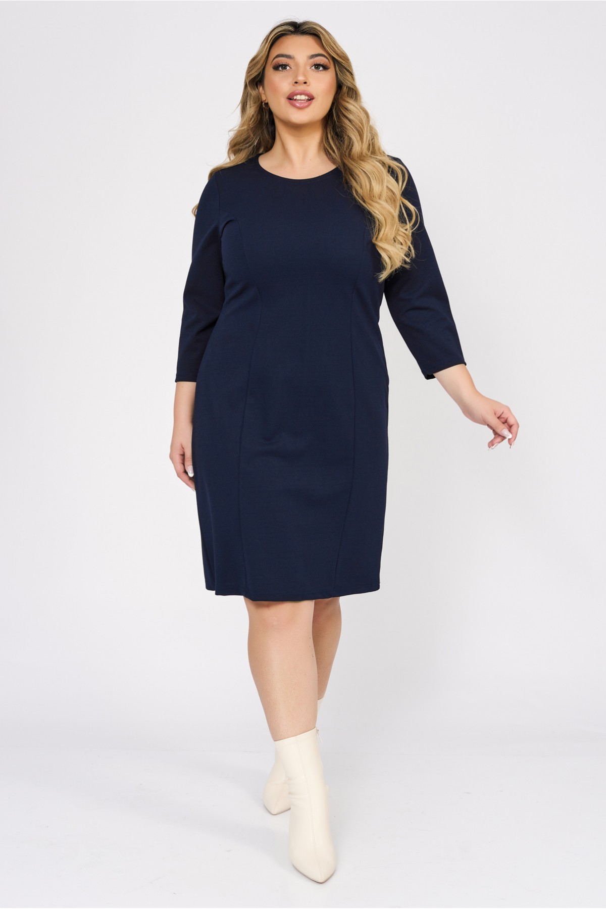 Kleid Midi Krepp blau