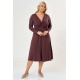 Dress midi elastic viscose long sleeve knot  Brown