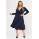 Dress midi elastic viscose long sleeve knot blue