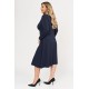 Dress midi elastic viscose long sleeve knot blue