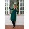 Dress midi elastic viscose long sleeve knot cypress green