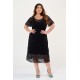 Dress midi pencil elastic lace black 