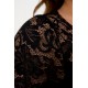 Dress midi pencil elastic lace black 